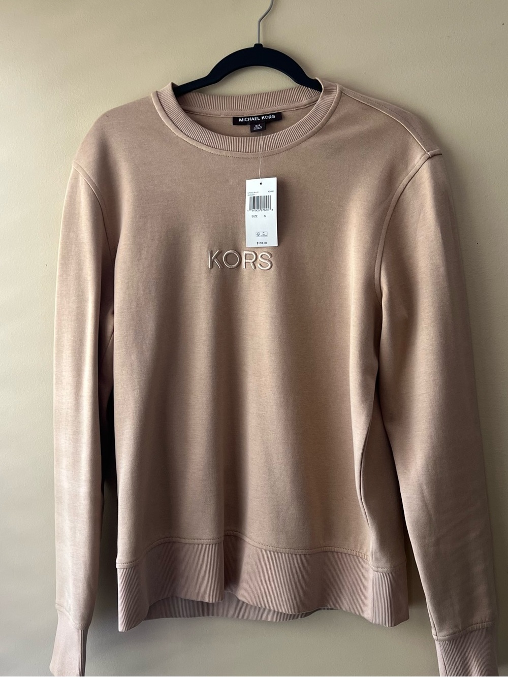 Michael Kors Beige Gold KORS Embroidered Crewneck Sweatshirt